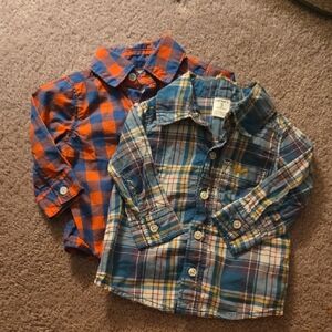 Carter's Kids Checkered Button Down Shirts - Blue and Orange